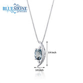Sterling Silver Aquamarine Pendant with 16" Chain